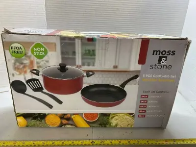 Moss and stone five piece cookware set nonstick aluminum