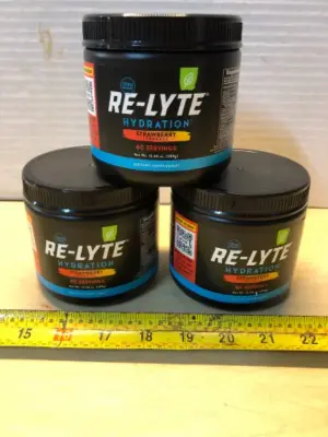 3 tubs Re-Lyte hydration strawberry lemonade 13.4oz each tub dietary supplement exp:07/2030