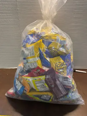 bag of various snacks