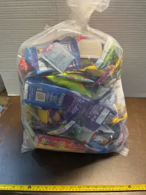 bag of various snacks