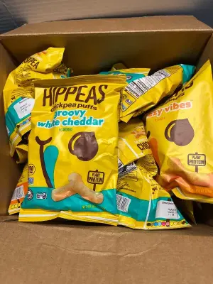 box of hippeas white cheddar puffs