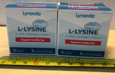 4 boxes l-lysine supports healthy lips 20 chewable tablets each box