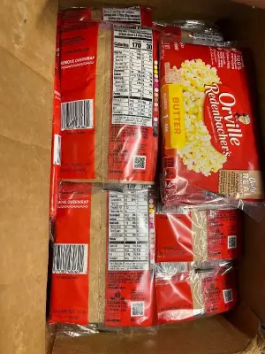 box of orville redenbachers popcorn exp12/26