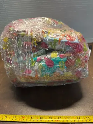 bundle of variety snacks and juice box’s