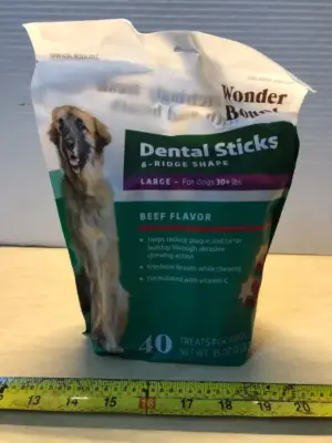Wonder Bound beef flavor dental sticks for dogs 40 treats exp10/2027