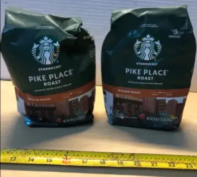 2 bags Starbucks 28oz each bag pike place ground coffee exp:03/15/2026