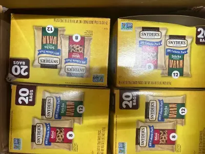 4 20 packs of Snyder’s pretzels