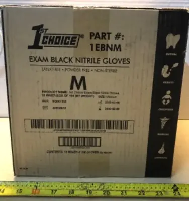 Box of 10 boxes of black latex free gloves 100 gloves for each box size M