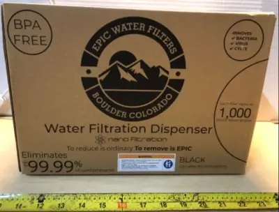 Epic water filtration dispenser black 2.2 gallon capacity