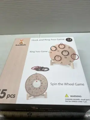 15 piece hook and ring toss game and spin the wheel game