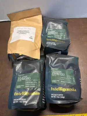 3ct classic espresso ground coffee exp 1/26 , original turmeric tonic exp10/27