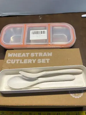Stainless steel Tupperware, 6ct wheat straw culinary set