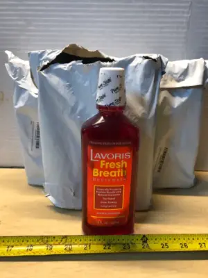 3 bags 3 bottles each bag Lavoris cinnamon mouth wash 18oz