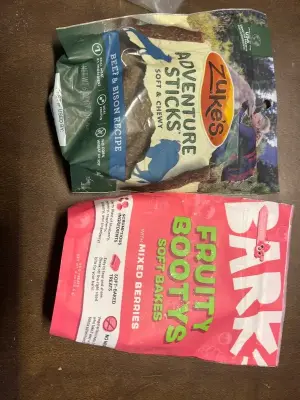 2ct Adventure sticks , fruity booties soft bakes dog treats