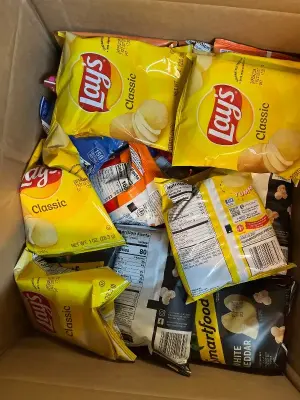 box of variety chips ( mostly in date)
