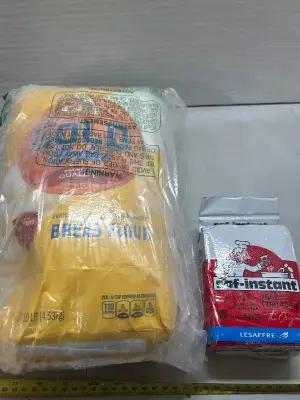 10 pounds of enriched unbleached, unbromated bread, flour, 16 ounces of instant yeast