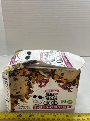 10 count of zero sugar Jimmy’s vegan cookies, cranberry, and orange dark chocolate