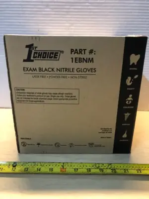 Box of 10 boxes black latex free gloves 100 gloves each box