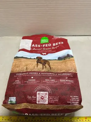 4 pound bag of open farm grass fed beef in ancient grains recipe, dog food with quinoa and pumpkin