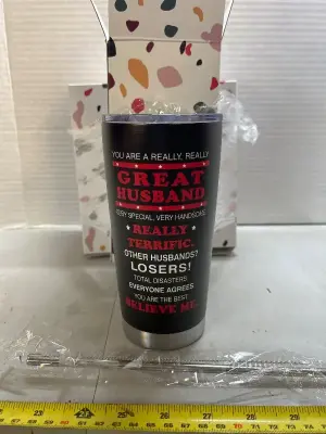 three count stainless steel tumblers with straws