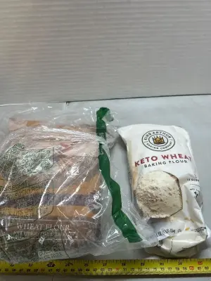 3 pounds of wheat flour and 16 ounces of keto wheat baking flour