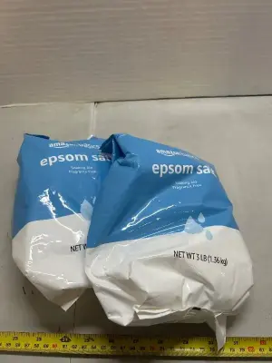 two count 3 pound bag of Amazon basics fragrance free Epson salt