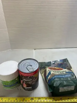 90 advanced tip and joint shoes for dogs one can of real beef, lamb and bison, wet dog food, one bag of beef and bison treats