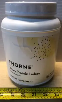 29.5oz Thorne whey protein isolate vanilla flavor exp:07/2027