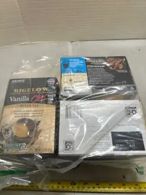 three boxes of vanilla chai black tea, Best Buy, February 2028