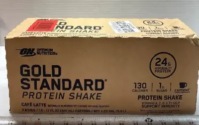 12pk Gold Standard protein shake café latte flavor exp:03/26/26