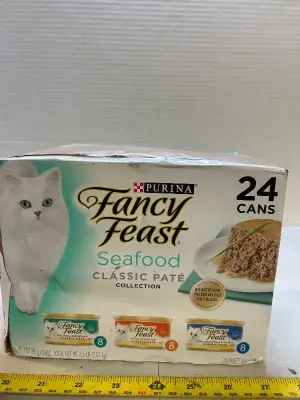 24 cans of fancy feast, seafood, classic paté collection
