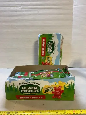 12. Pack of 3 ounce bags of black forest gummy bears 07 26.