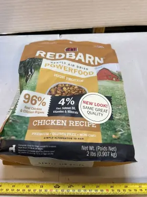 2 pounds of red barn, gently air dried power, food, high protein, dog food