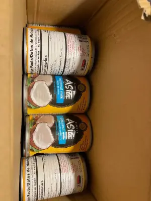 box of canned coconut milk