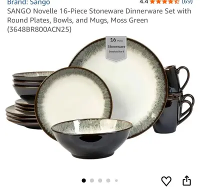 16 Pc stoneware dish set