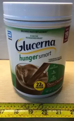 22.3oz tub glucerna huger smart chocolate shake powder exp:04/01/2027