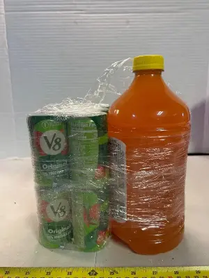 two count six packs of V-8 original 100% vegetable juice 64 fluid ounces of V-8, splash tropical blend