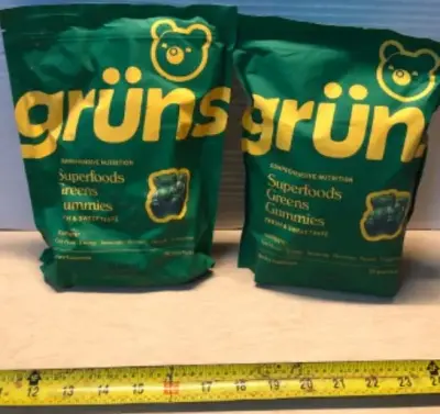 2 packages 28 daily packets each bag gruns superfood green gummies exp:11/20/2026