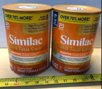 2 cans 34.9oz each can similac 360 total care infant formula exp:12/01/2026