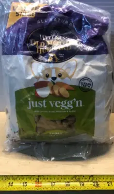 3lb just veggnsmall oven baked dog biscuits exp:07/10/2027 (opened)