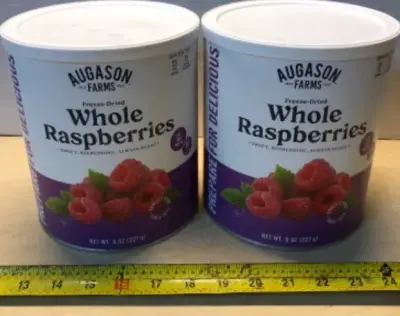 2 cans 8oz whole freeze dried whole raspberries exp:09/17/2055