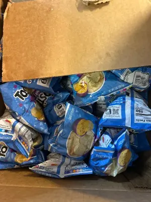 two boxes of chips, mostly out of date