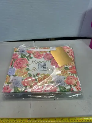 four count floral happy birthday bags