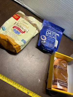 ground flaxseed , organic date sugar, unfiltered honey