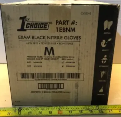Box of ten boxes of black latex free gloves 100 gloves each box