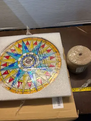 sun stained glass window hanging, 1800 feet natural jute twine string