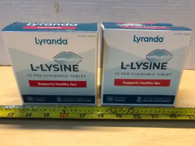 4 boxes L-Lysine 20 chewable tablets each supports healthy lips