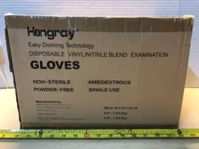 Box of 10 boxes of powder free gloves 100 gloves each box