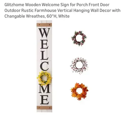 Welcome sign w interchangeable wreaths