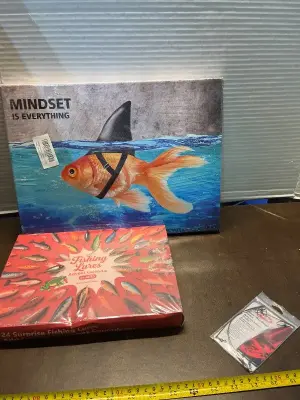 fish canvas painting, fishing lures advent calendar, steetlon wire -wound